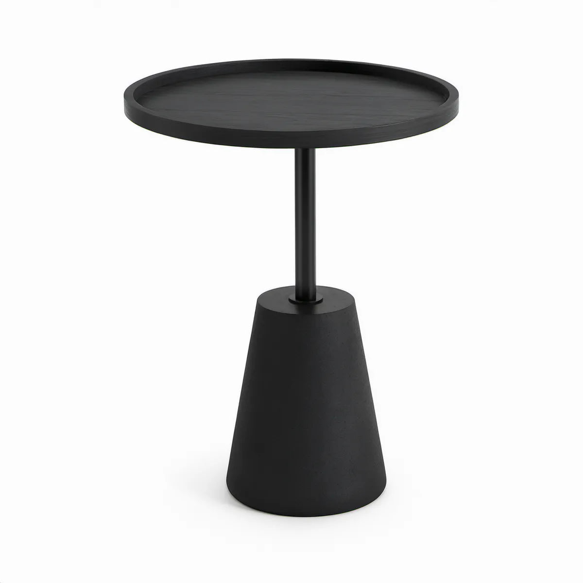 Runder Beistelltisch Schwarz aus MDF und Stahl, Ø 45 cm, Höhe 55 cm
