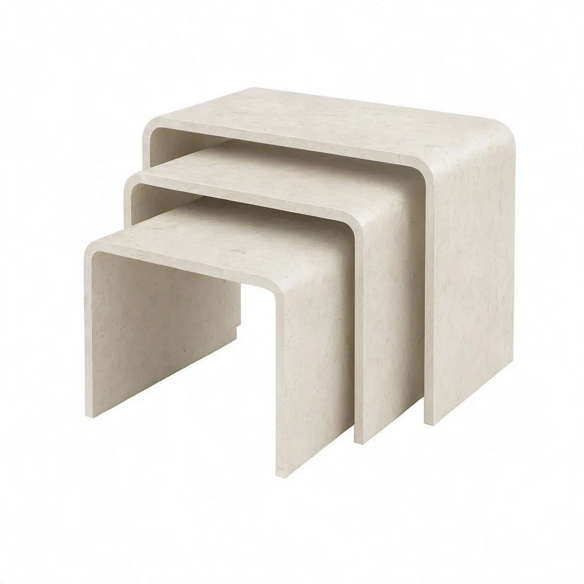 3-teiliges Tischset in Travertinoptik Beige, 50 x 40 x 50 cm