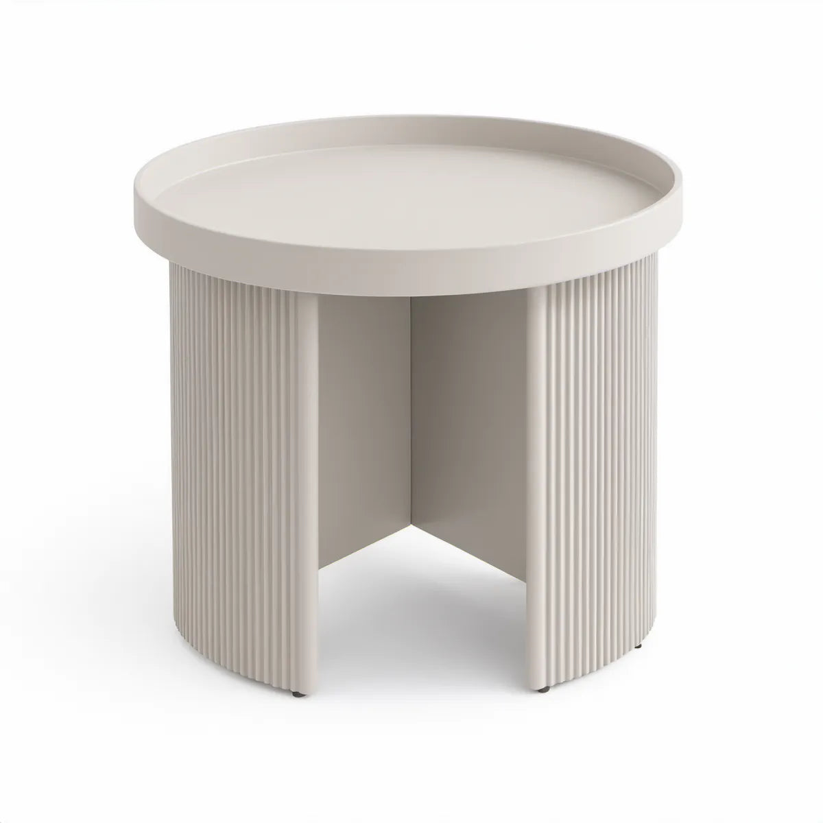 Runder Beistelltisch mit Tablettplatte aus MDF, Cremeweiss, Ø 40 cm, Höhe 45 cm