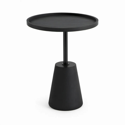 Runder Beistelltisch Schwarz aus MDF und Stahl, Ø 45 cm, Höhe 55 cm