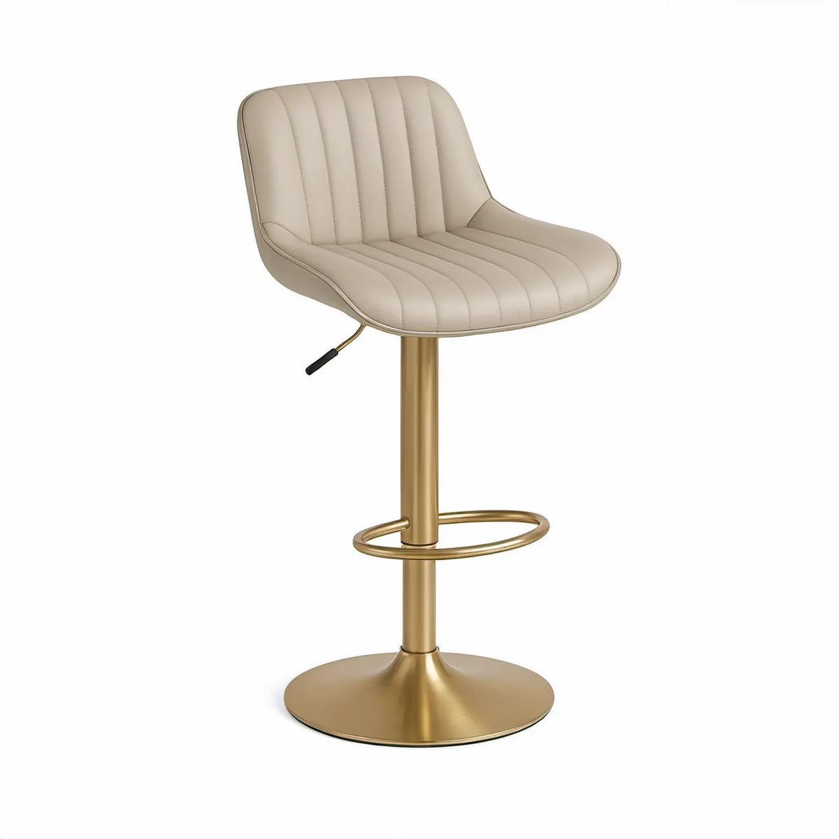 Höhenverstellbarer Barhocker aus PU-Kunstleder Beige/Gold, 45 x 51 x 88–109 cm