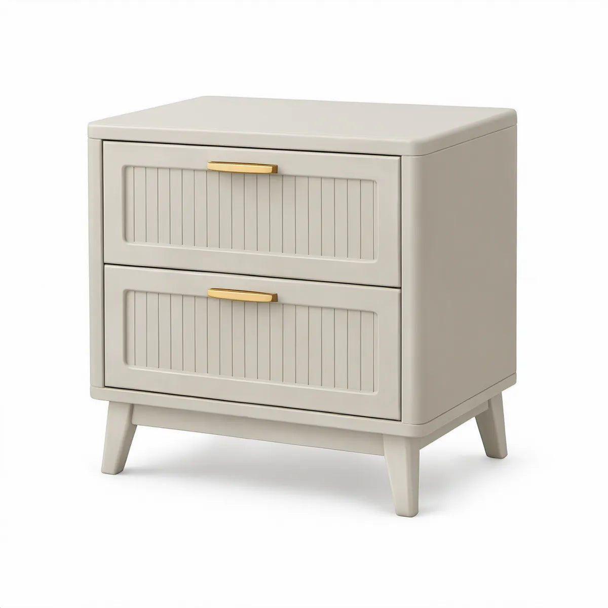 Nachttisch aus MDF in Creme/Gold mit 2 Schubladen, 50 x 40 x 55 cm