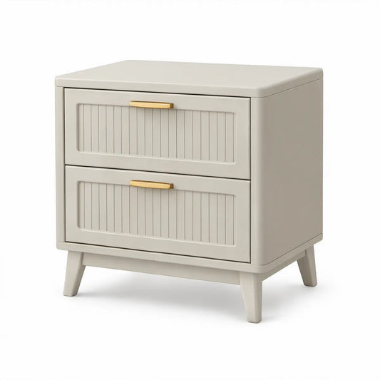 Nachttisch aus MDF in Creme/Gold mit 2 Schubladen, 50 x 40 x 55 cm